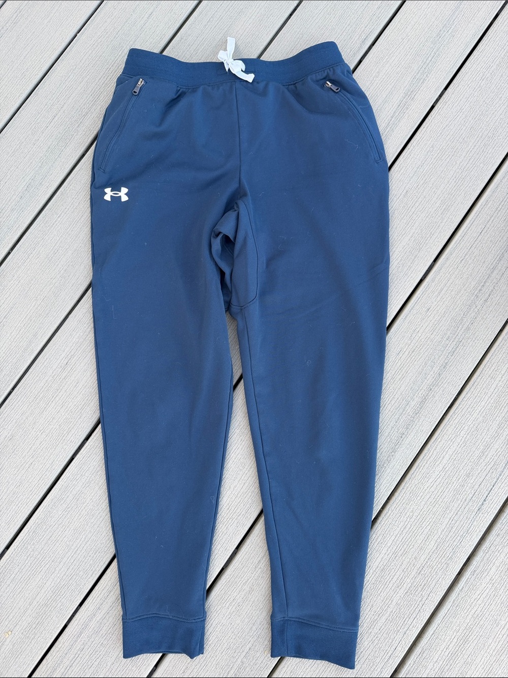 Under Armour Boys Navy Blue Active Joggers with White Drawstring